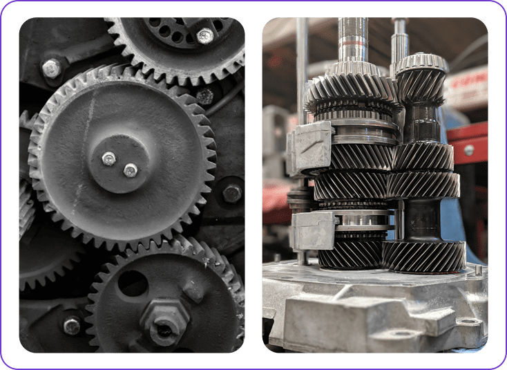 A close up of gears and other machinery