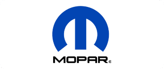 A blue and white logo of mopar