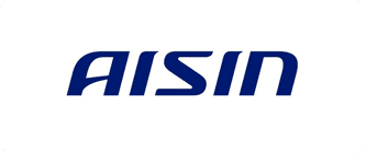 A blue and white logo of aisin